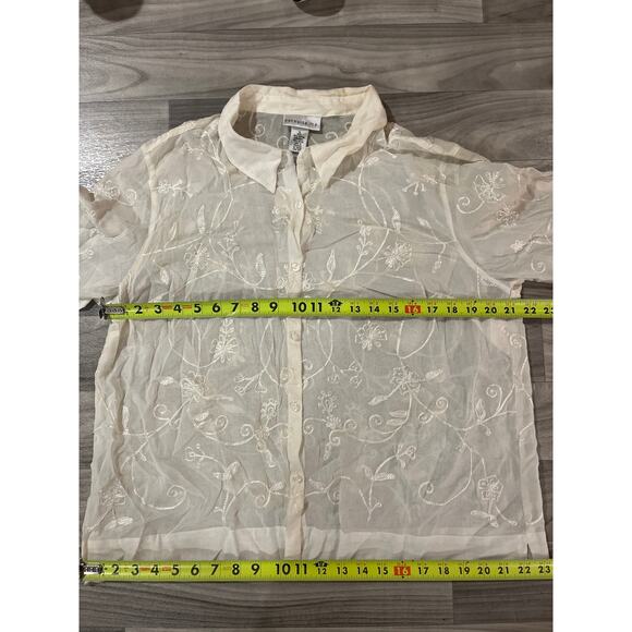 NWT Pursuits Sheer Floral Embroidered Woman’s Blouse Size XL - Picture 5 of 7